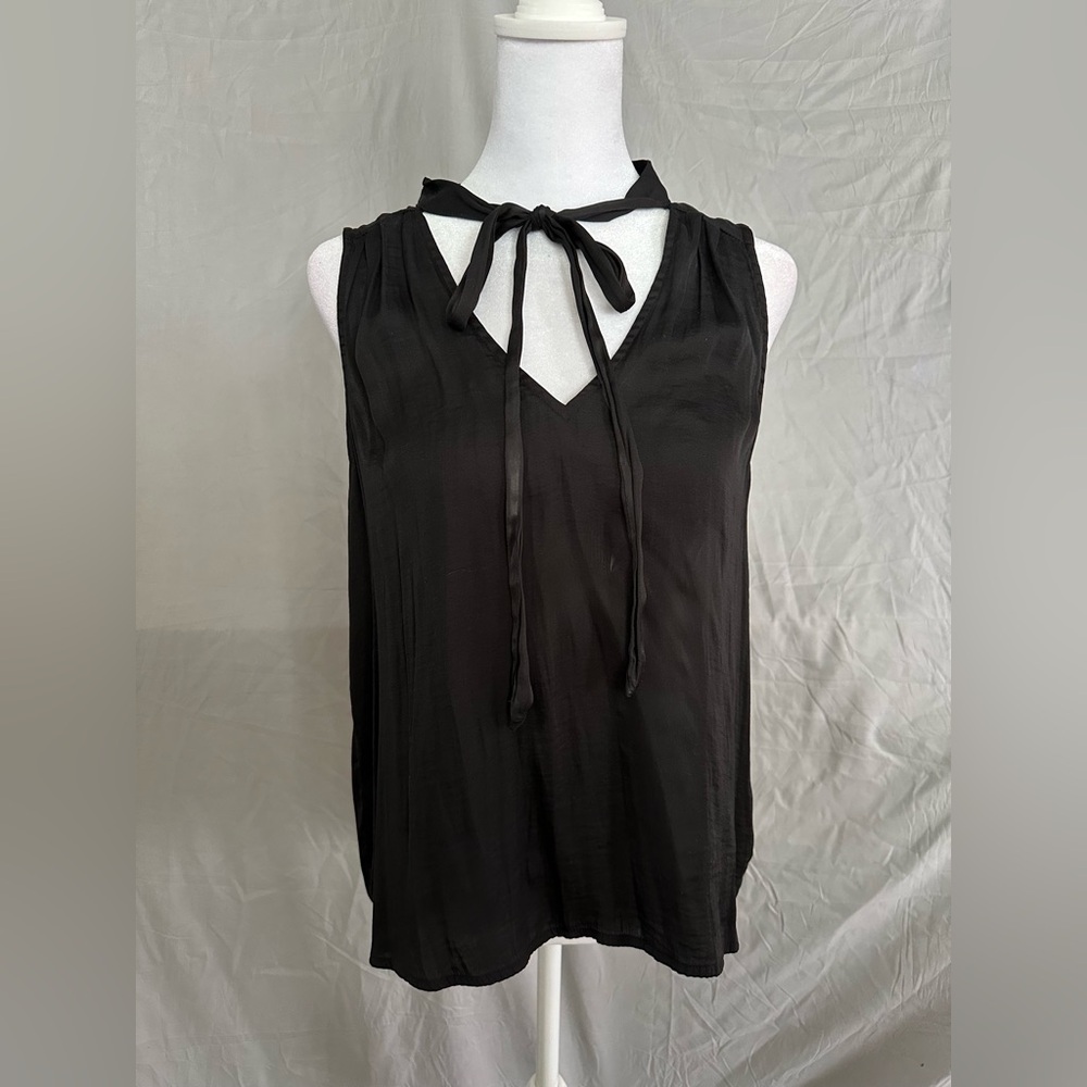 Forever 21 Black Tie-Neck Blouse